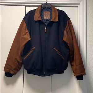 Golden Bear Leather and Wool Varsity Jacket